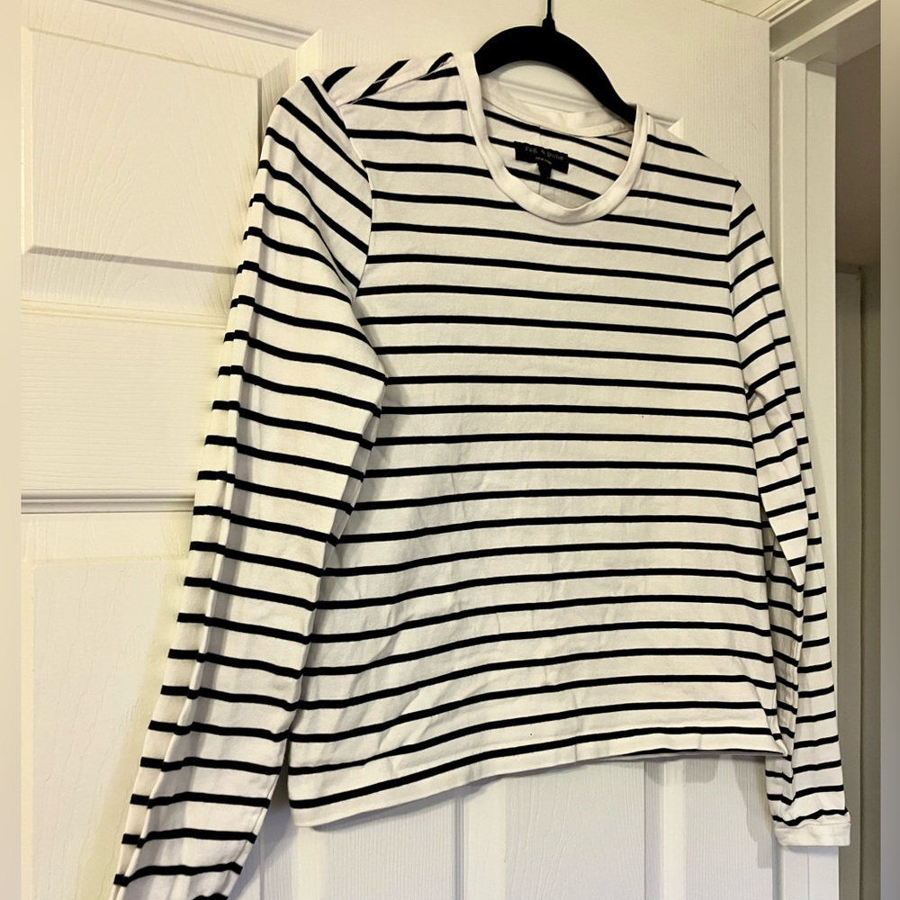 Rag & Bone blue and white striped long sleeve shirt